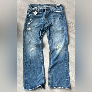 Ruehl Jeans, distressed, light wash, boot cut